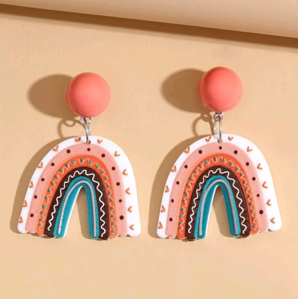 Acrylic rainbow earrings - Picture 1 of 5